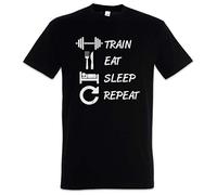 Urban Backwoods Train Eat Sleep Repeat Hommes T-Shirt Noir Taille S