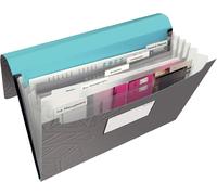 Urban Chic Classeur Ménager Avec 6 Compartiments/Fermeture Élastique Couverture Plastique Souple A4 Capacité 250 Feuilles Index Intégré Gris Foncé
