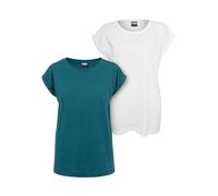 Urban Classics 2-Pack T-Shirt à Épaules Allongées Femme Sarcelle/Blanc XL