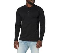 Urban Classics Koszulka Basic Henley L/S Maillot de survêtement Homme, Noir, XL