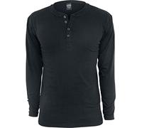 Urban Classics Koszulka Basic Henley L/S Sweat-Shirt, Noir, XS Homme