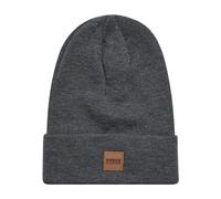 Urban Classics Bonnet Long avec Patch en Cuir Unisexe Bonnet Anthracite 100% Polyacrylique