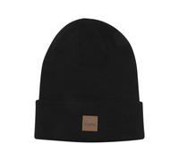 Urban Classics Bonnet Long avec Patch en Cuir Unisexe Bonnet Noir 100% Acrylique