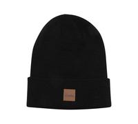 Urban Classics Bonnet Long avec Patch en Cuir Unisexe Bonnet Noir 100% Polyacrylique