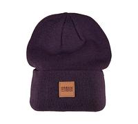 Urban Classics Bonnet Unisexe en Cuir Patch, Bonnet Long pour Homme et Femme dans de Nombreuses Couleurs, Taille Unique, Prune, Taille Unique
