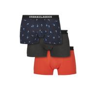 Urban Classics Boxers Lot de 3 Homme – bleu nuit/bleu ciel/rouge orangé/noir chiné – XXL