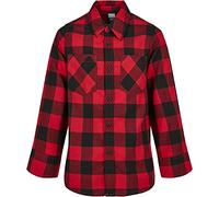 Urban Classics Boys Checked Flanell Shirt Chemise, Noir/Rouge, 146-152 Fille