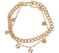 Urban Classics Bracelet de cheville unisexe avec pendentif rond double rangée, bijou tendance pour homme et femme, taille 22 cm ou 25 cm, S/M, Fer, Pas de gemme