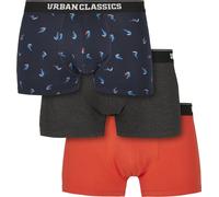Urban Classics Caleçon Boxer 3-Pack Bird Aop+Boxer Orange+Charcoal S