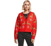Urban Classics Cardigan de Noël surdimensionné pour Femme Maillot de survêtement, Rouge/doré