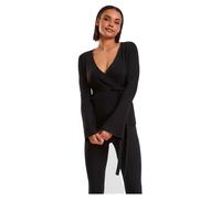 Urban Classics Cardigan en tricot côtelé pour femme Noir XL