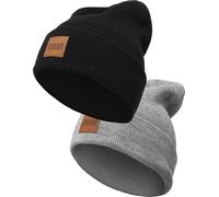 Urban Classics Casquette enfants Logopatch Beanie Kids 2-Pack Black+Grey 122/128