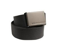 Urban Classics Ceinture toile unisexe – Ajustable sans trous, boucle métal – Anthracite