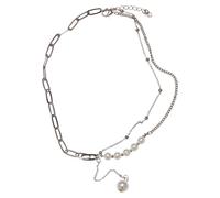 Urban Classics Chaîne 'Jupiter Pearl' argent / blanc perle, Taille One Size