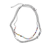 Urban Classics Chaîne 'Peace Bead' vert / orange / rouge / argent, Taille One Size