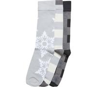 Urban Classics Chaussettes 'Christmas Snowflakes' anthracite / gris clair / gris chiné / blanc, Taille 43-46