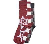Urban Classics Chaussettes 'Christmas Snowflakes' bleu / gris / bourgogne / blanc, Taille 43-46