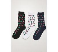 Urban Classics Chaussettes Grumpy Santa Christmas Socks 3-Pack Black/Navy/White EUR 44