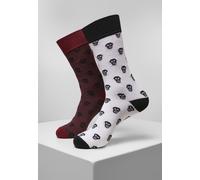 Urban Classics Chaussettes Skull Allover 2-Pack Burgundy/White EUR 48