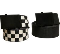 Urban Classics Check And Solid Canvas Belt 2-Pack Black/Offwhite S/M