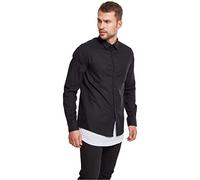 Urban Classics - Chemise de loisirs - coupe droite - Col Chemise Classique - Manches Longues Homme, Noir - Schwarz (blk/blk 17), XX-Large