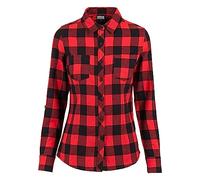 Urban Classics Ladies Turnup Checked Flanell Shirt Chemise, Multicolore (blk/red 44) , XS