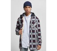 Urban Classics Chemise Hooded Polar Fleece Overshirt Midnightnavy/Red