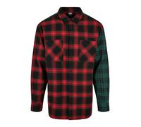 Urban Classics Oversized Mix Check Long Sleeve Shirt Rouge L Homme