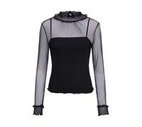 Urban Classics – T-shirt manches longues femme double couche en mesh – Noir – Taille M