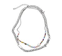 Urban Classics Collier de perles de paix à superposer 2 pièces argenté - UNI