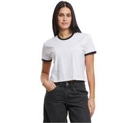 Urban Classics Contraste Rétro - T-Shirt Femme T-Shirt Manches Courtes Blanc/Noir XL