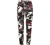 Urban Classics Damen Hose Ladies High Waist Camo Cargo Pants Wine Camouflage-28