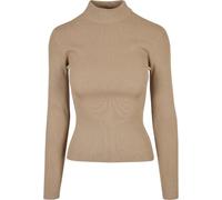 Urban Classics – Pull à col roulé côtelé pour femme – Beige uni – Taille S
