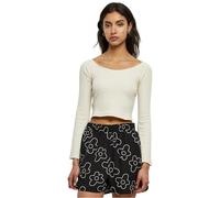 Urban Classics Damen Short Rib Wide V-Neck à Manches Longues T-Shirt, Sable Blanc, XS Femme