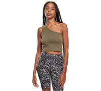 Urban Classics Dames Cropped asymmetrische Top T-Shirt, Kaki, M Femme
