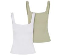Urban Classics Tb7513a-ladies Wide Neck Rib Top 2-Pack T-Shirt, Blanc + softsalvia, XS Femmes