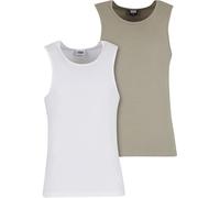 Urban Classics Débardeurs Côtelés - Lot de 2 Homme Débardeur Olive/Blanc M 100% Coton Slim Fit