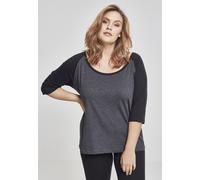 Urban Classics Female Shirt Ladies 3/4 Contrast Raglan Tee Charcoal/Black XS