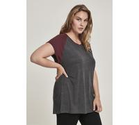 Urban Classics Female Shirt Ladies Contrast Raglan Tee Charcoal/Redwine 5XL