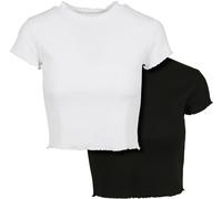 Urban Classics Female Shirt Ladies Cropped Rib Tee 2-Pack Black/White XS
