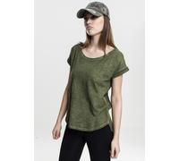 Urban Classics Female Shirt Ladies Long Back Shaped Spray Dye Tee Olive XS