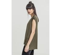 Urban Classics Female Shirt Ladies Shoulder Zip HiLo Tee Olive XS