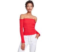 Urban Classics Ladies Cold Shoulder Smoke L/s, T-Shirt À Manches Longues Femme, Rouge (Fire Red 00697), Small
