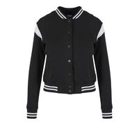 Urban Classics Femme Ladies Inset College Jacket Veste Sweat, Noir (Blk/WHT 00050), XL EU