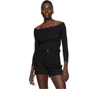 Urban Classics Femme Ladies Off Shoulder Rib Longsleeve T Shirt, Noir, S EU