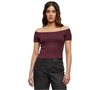 Urban Classics Femme Ladies Off Shoulder Rib Tee D bardeur, Rouge (Redwine 02243), S EU