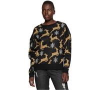 Urban Classics Femme Ladies Oversized Christmas Sweater Maillot de survtement, Noir/Doré, XXL
