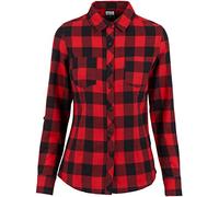 Urban Classics Femme T-shirt en Flanelle À Carreaux Turnup pour Femme Chemise, Multicolore (Blk/Red 44), S EU