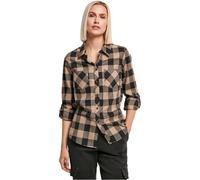 Urban Classics Ladies Turnup Checked Flanell Shirt Chemise, Noir/Taupe, XL Femme