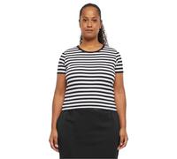 Urban Classics Femme Tb6825-ladies Short Striped Tee T-Shirt, Blanc/Noir, XXL EU